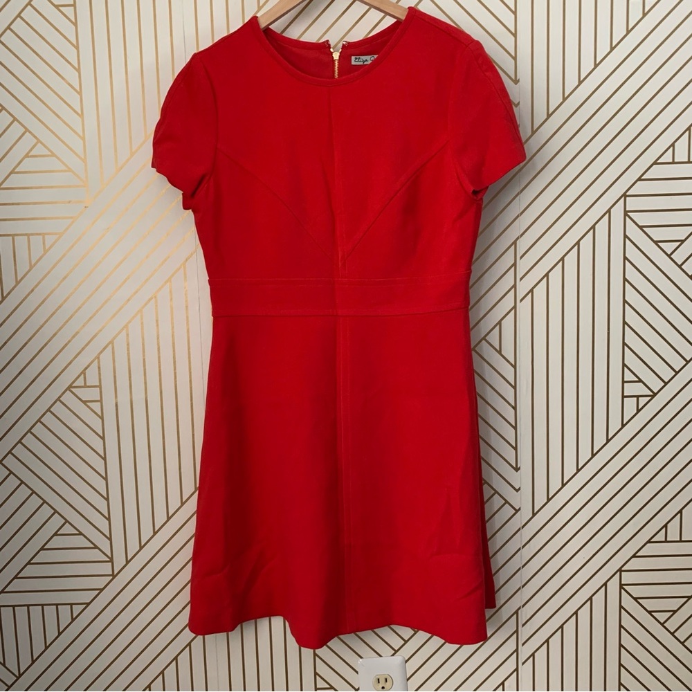 Eliza J Cap Sleeve fit & flare A line structured exposed back zipper dress 12